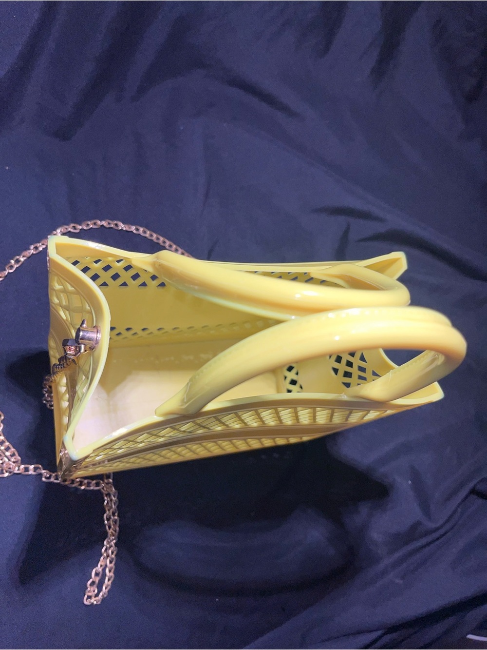 Yellow Lattice Tote Handbag - Picture 2 of 3